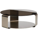 DOLVEN Coffee table in brown glass and brushed steel Ø80cm