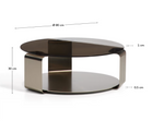 DOLVEN Coffee table in brown glass and brushed steel Ø80cm