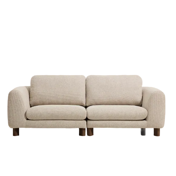 VERA Beige 3-seater sofa with walnut-finish solid ash wood legs 230 cm FSC Mix Credit
