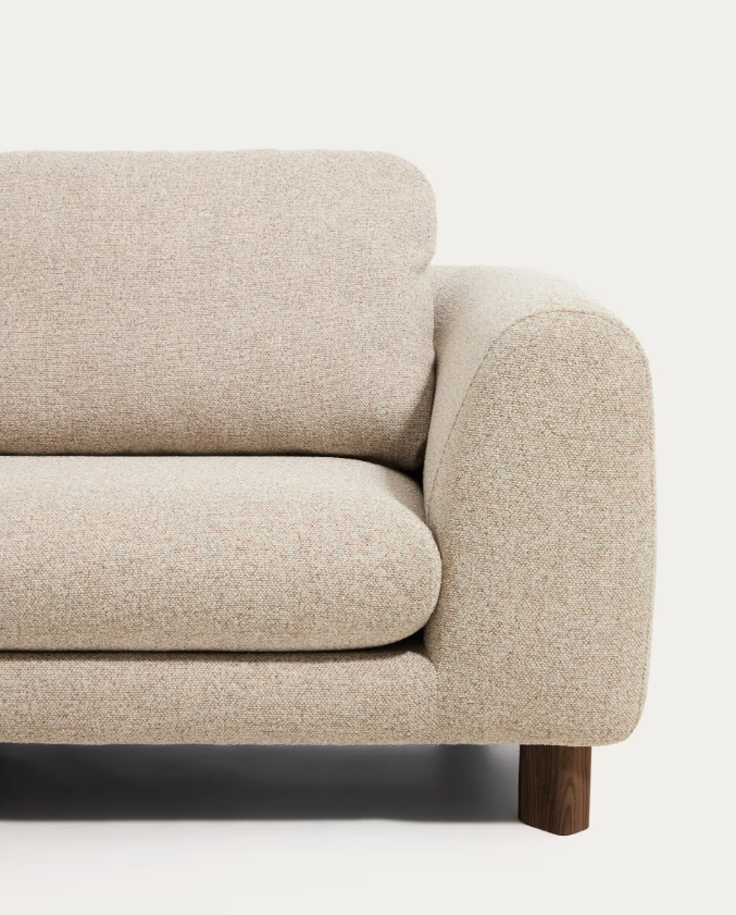 VERA Beige 3-seater sofa with walnut-finish solid ash wood legs 230 cm FSC Mix Credit