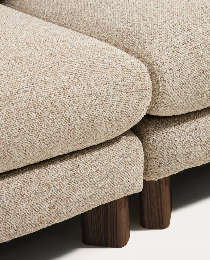 VERA Beige 3-seater sofa with walnut-finish solid ash wood legs 230 cm FSC Mix Credit