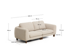 VERA Beige 3-seater sofa with walnut-finish solid ash wood legs 230 cm FSC Mix Credit
