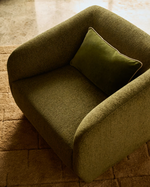 MILARE Armchair in olive green chenille 83 cm FSC 100%