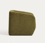 MILARE Armchair in olive green chenille 83 cm FSC 100%
