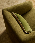MILARE Armchair in olive green chenille 83 cm FSC 100%