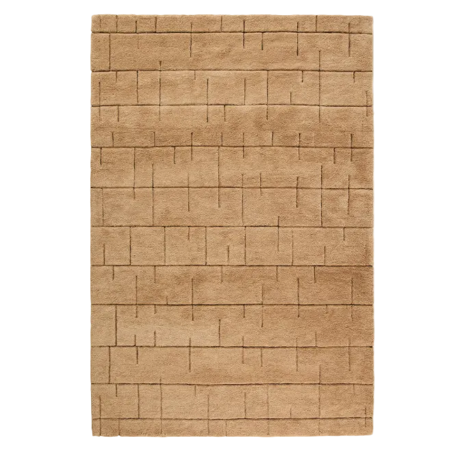 HELUM Wool and viscose blend rug with brown graphic 160 x 230 cm