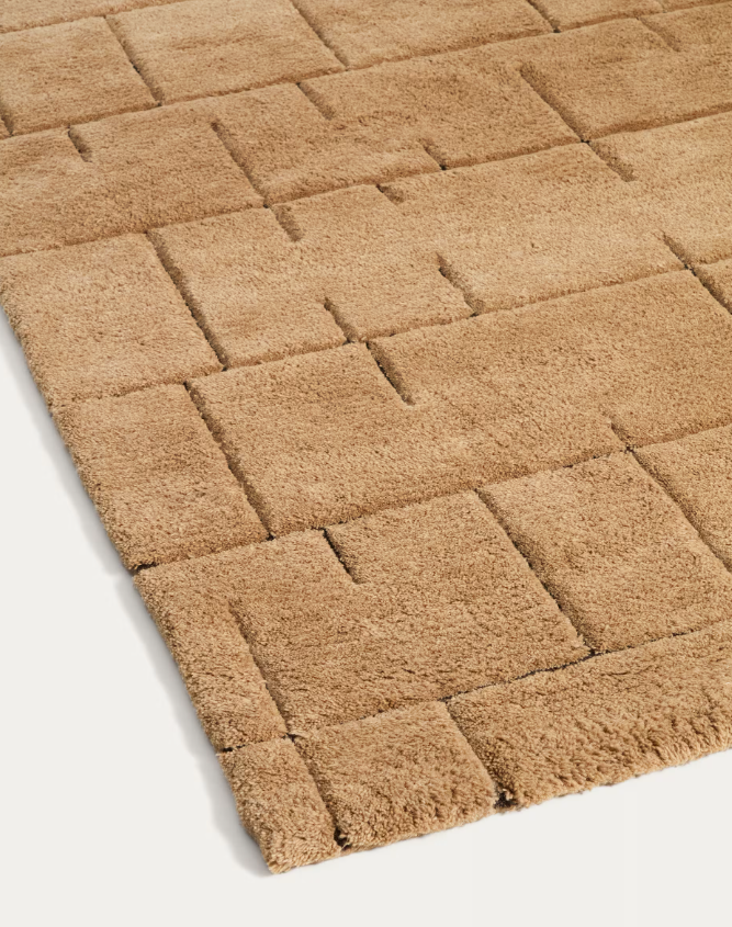 HELUM Wool and viscose blend rug with brown graphic 160 x 230 cm