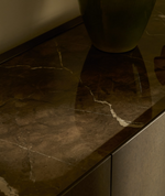 NEMORE 4-door oak veneer sideboard with Emperador marble-effect ceramic top, FSC Mix Credit, 200 x 45 cm