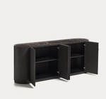 NEMORE 4-door oak veneer sideboard with Emperador marble-effect ceramic top, FSC Mix Credit, 200 x 45 cm