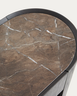 NEMORE Console table with 2 oak veneer drawers and Emperador marble-effect ceramic top, FSC Mix Credit, 120 x 90 cm
