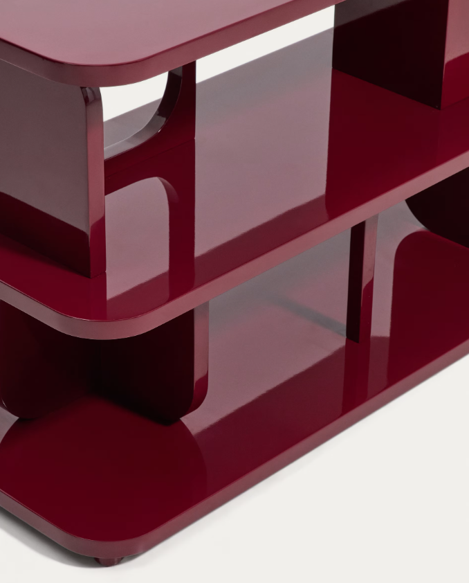 ADUMA Maroon glossy-finish lacquered MDF shelving unit FSC 100% 100 x 65 cm
