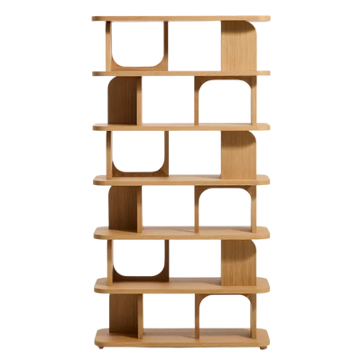 ADUMA Natural-coloured finish oak veneer shelving unit FSC 100% 100 x 187 cm