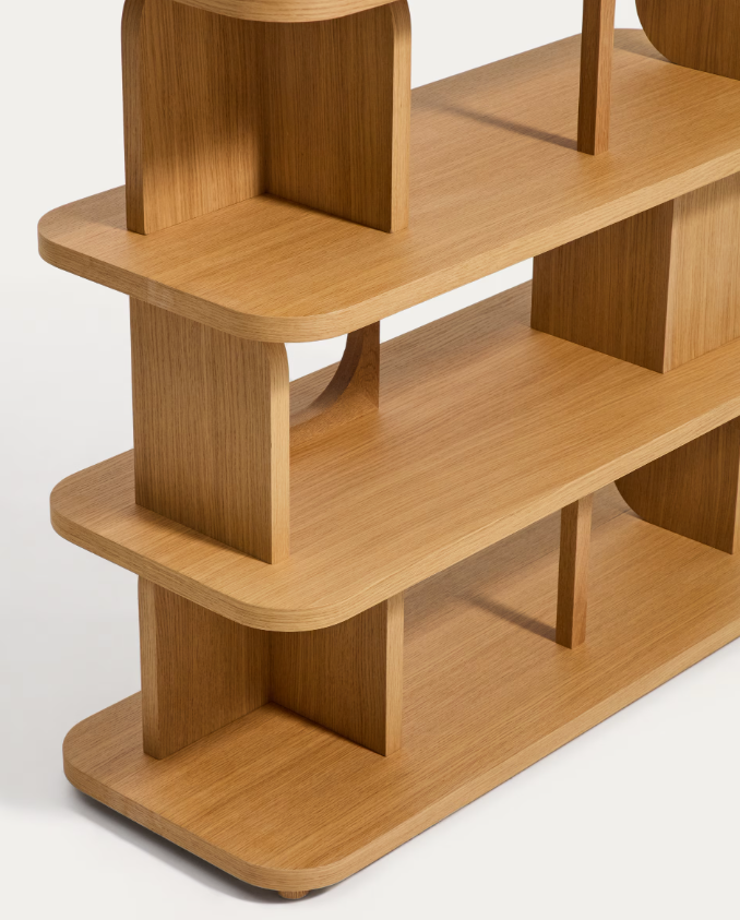 ADUMA Natural-coloured finish oak veneer shelving unit FSC 100% 100 x 187 cm