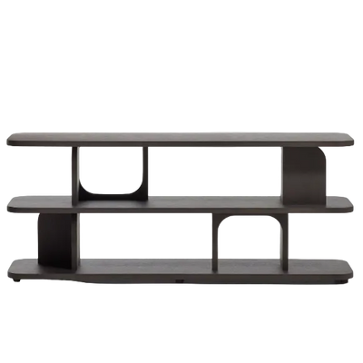 ADUMA Ebonised finish oak veneer shelving unit FSC 100% 160 x 65 cm