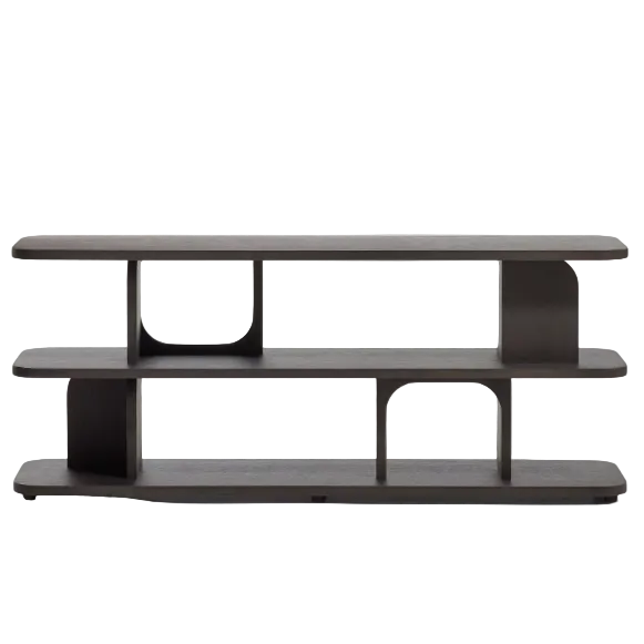 ADUMA Ebonised finish oak veneer shelving unit FSC 100% 160 x 65 cm