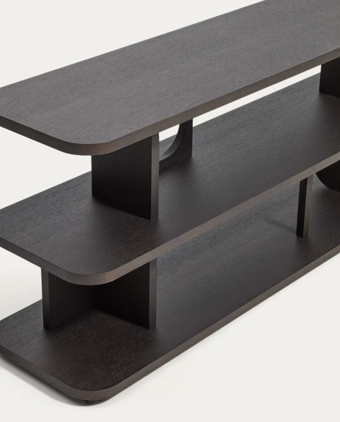 ADUMA Ebonised finish oak veneer shelving unit FSC 100% 160 x 65 cm