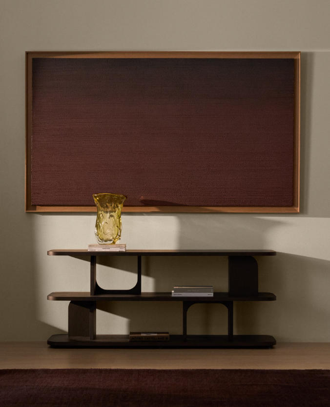 ADUMA Ebonised finish oak veneer shelving unit FSC 100% 160 x 65 cm