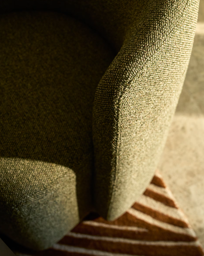 CORVENA Chair in olive green chenille