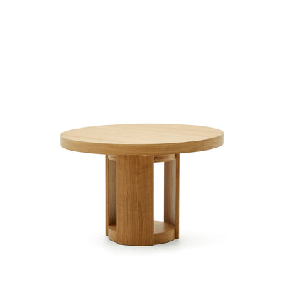 ARTIS Extendable round table in solid wood and oak veneer