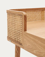 ARAXI Radni stol od furnira, punog drveta jasena i ratana 105 x 62 cm