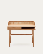 ARAXI Radni stol od furnira, punog drveta jasena i ratana 105 x 62 cm