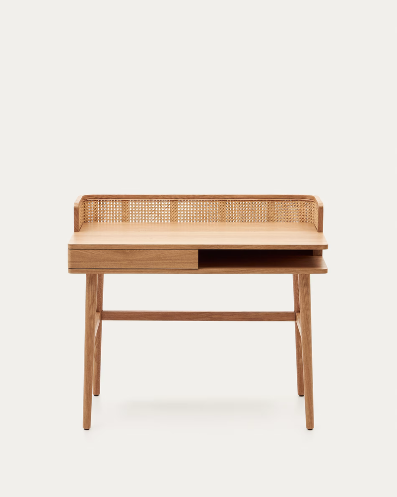 ARAXI Radni stol od furnira, punog drveta jasena i ratana 105 x 62 cm