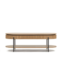 LICIA Mango wood coffee table with 1 drawer, with a natural finish and metal