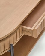 LICIA Stol za kavu od drva Mango s 1 ladicom, prirodnom obradom i metalom