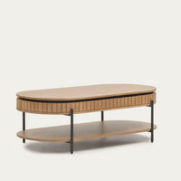 LICIA Mango wood coffee table with 1 drawer, with a natural finish and metal