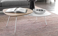 TWEET Coffee table with shaped top and metal base, d66 cm