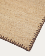 SORINA Natural jute rug with brown border, 160 x 230 cm