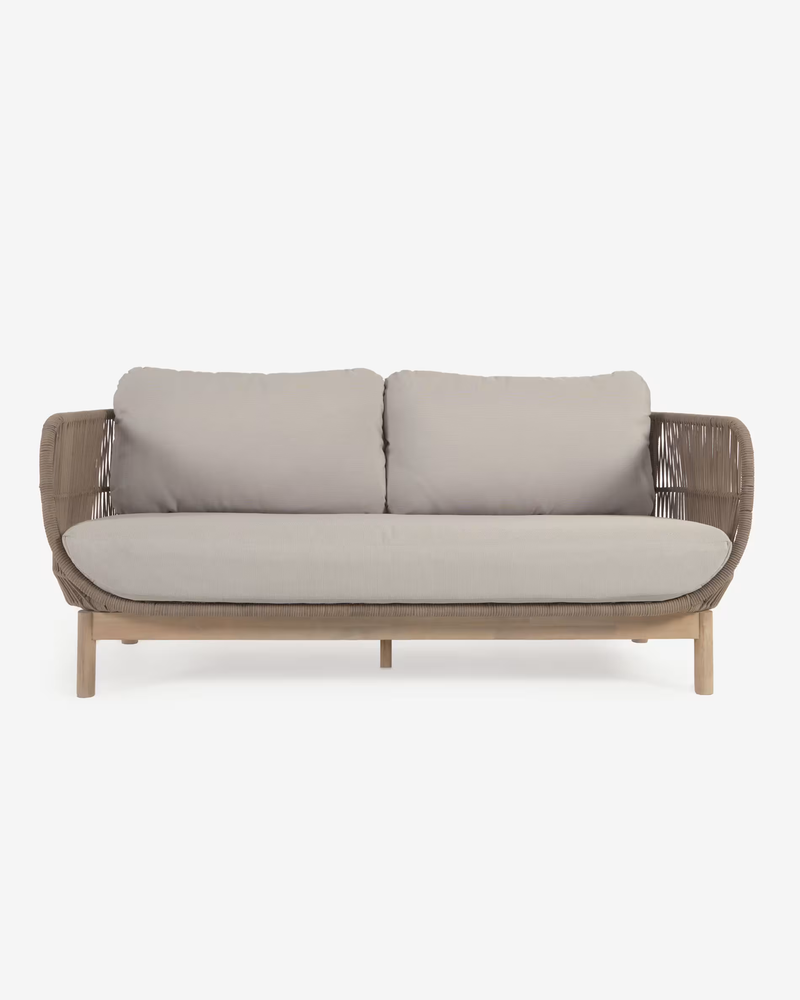 CATALINA 3 seater sofa made with beige cord and 100% FSC solid acacia wood, 170 cm