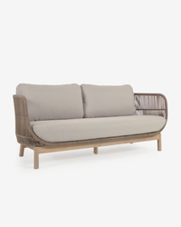 CATALINA 3 seater sofa made with beige cord and 100% FSC solid acacia wood, 170 cm