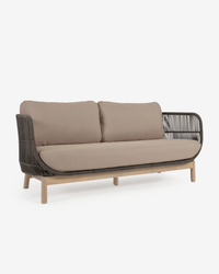 CATALINA 3 seater sofa made with green cord and 100% FSC solid acacia wood, 170 cm