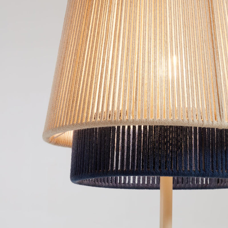 YUVIA pamučna podna lampa s bež i plavim završnom obradom