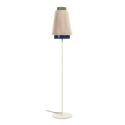 YUVIA pamučna podna lampa s bež i plavim završnom obradom