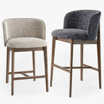 ABREY Upholstered stool with wooden base, h 65 cm