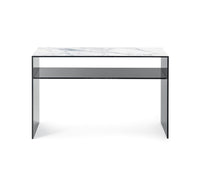 BRIDGE Console table with rectangular ceramic top and glass base