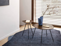 TWEET Coffee table with shaped top and metal base, d39 cm