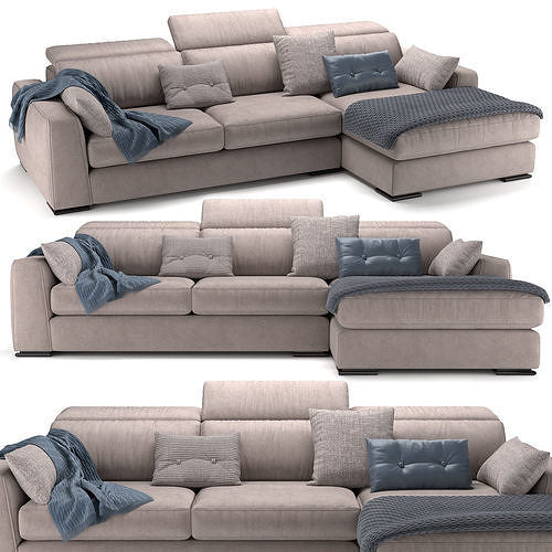 CAST 3-seater maxi sofa with right side chaise longue