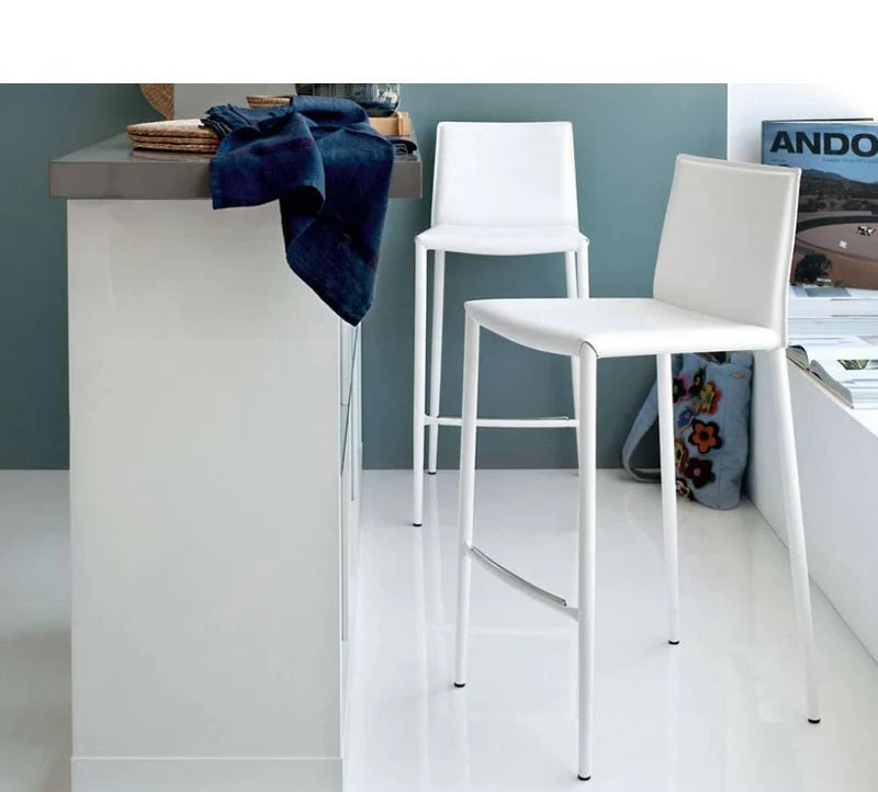 AIDA Upholstered stool covered with regenerated leather and metal frame