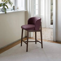 ABREY Upholstered stool with wooden base, h 65 cm