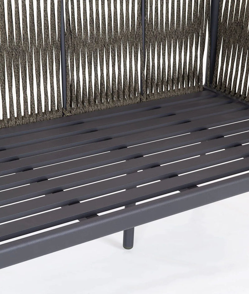 LUCE Trosjed s aluminijsko-grafitnim sjedalom i naslonom od užeta