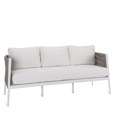 LUCE 3-Seater sofa with aluminium white seat and rope backrest