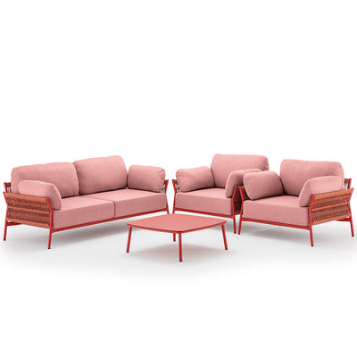 HANAMI Outdoor set of two armchairs, one sofa and coffee table