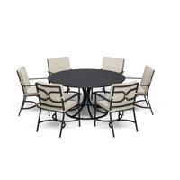 COLLIER 6/7 Seats round table with steel sheet top