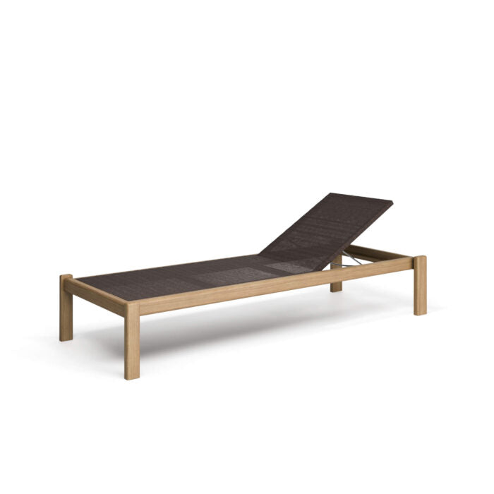 SHINE Stackable teak sunbed with retractable wheels