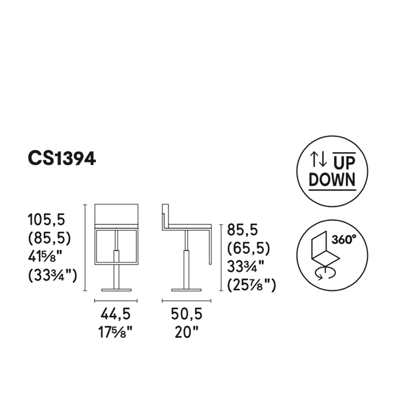 EVEN PLUS Tapecirani metalni stolac s okretnom bazom podesivom po visini