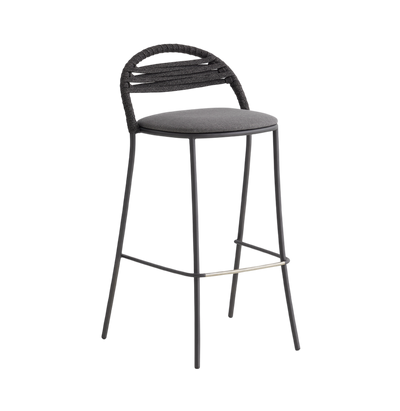 PETALE Hand-woven bar stool with stripe pattern, heigh 85 cm