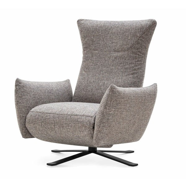 POLSE Upholstered tilting and swivelling armchair with metal base